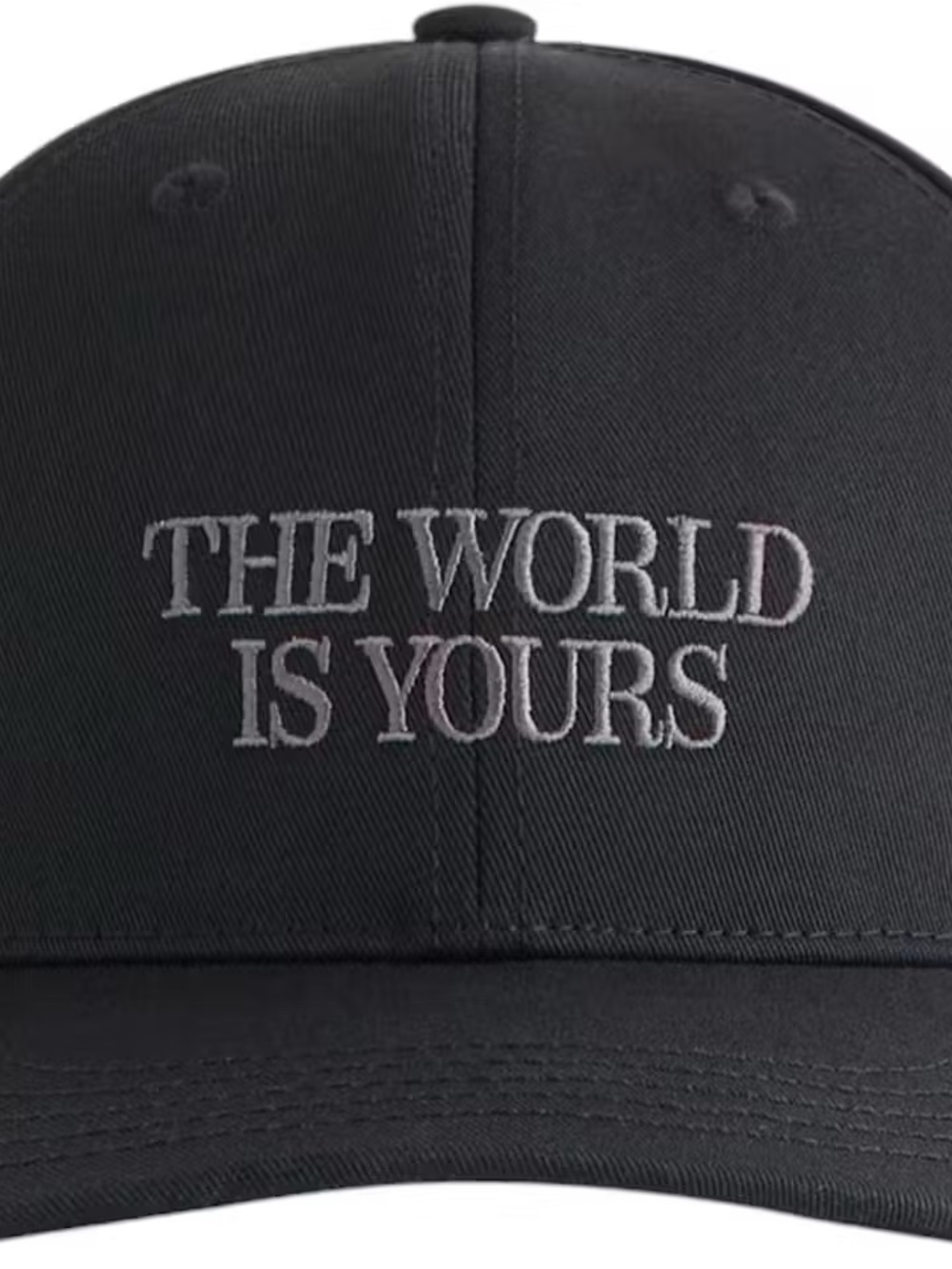 Kith Black Baseball Cap with White "THE WORLD IS YOURS" Embroidery